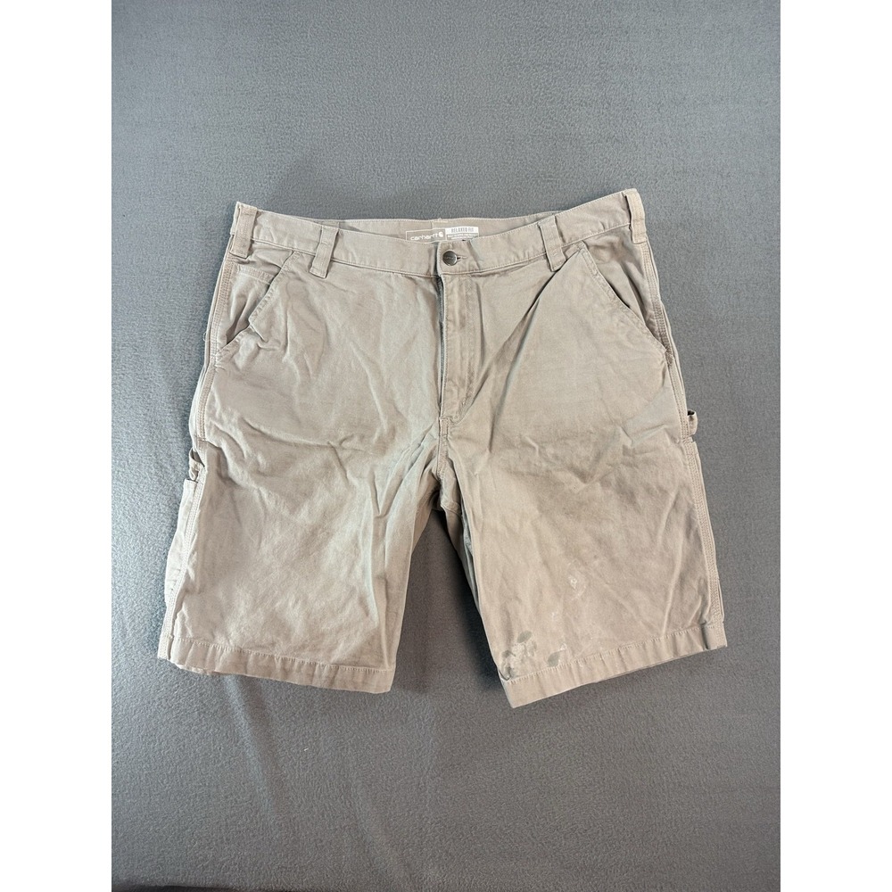 Carhartt Rugged Flex Shorts Mens 38 Beige Cargo 11 Inseam Workwear BS3652-M